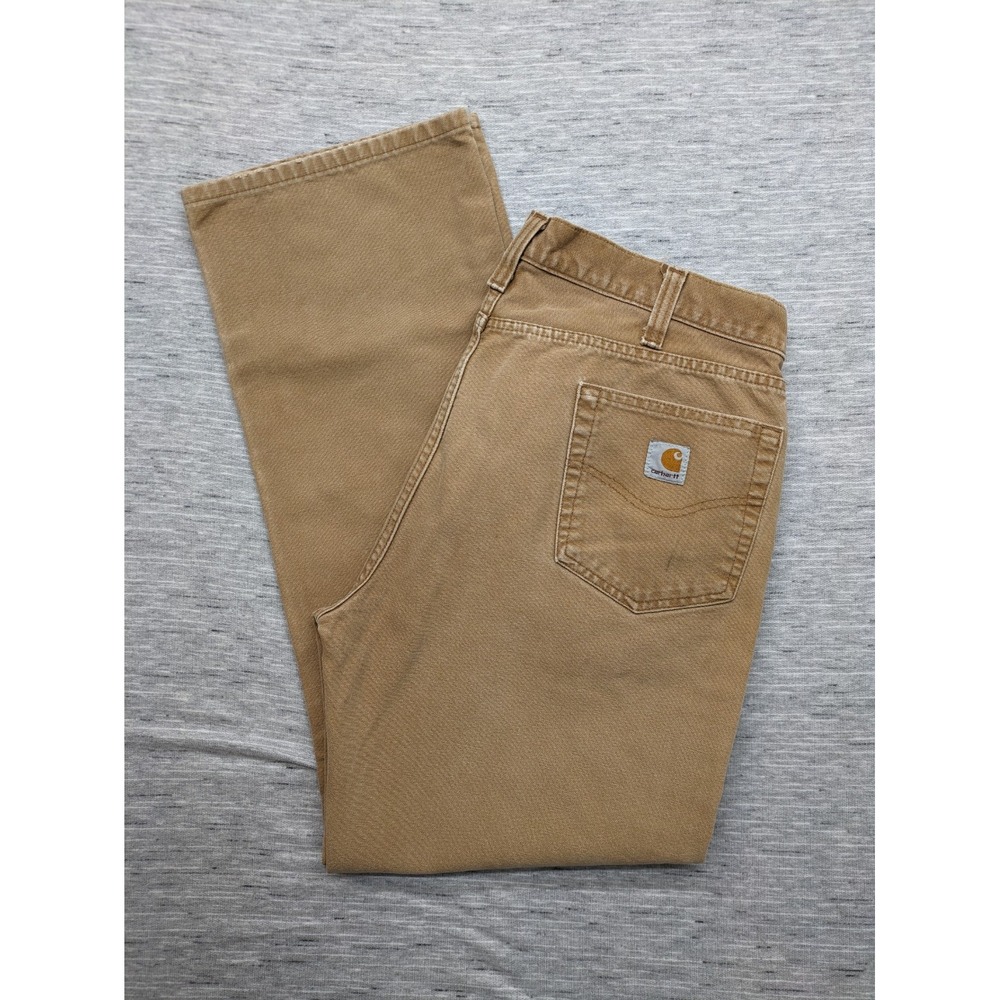 Carhartt 100096-211 Duck Canvas‎ Relaxed Fit Men's Khaki Cotton Jeans Size 38×30